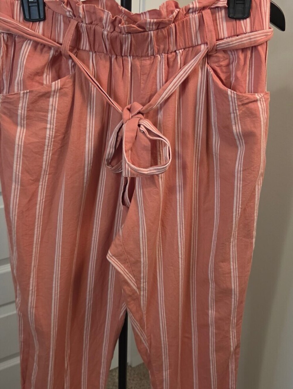 SOLD!! Thread & Supply Women's Paperbag Waist Striped Pants, Size Large